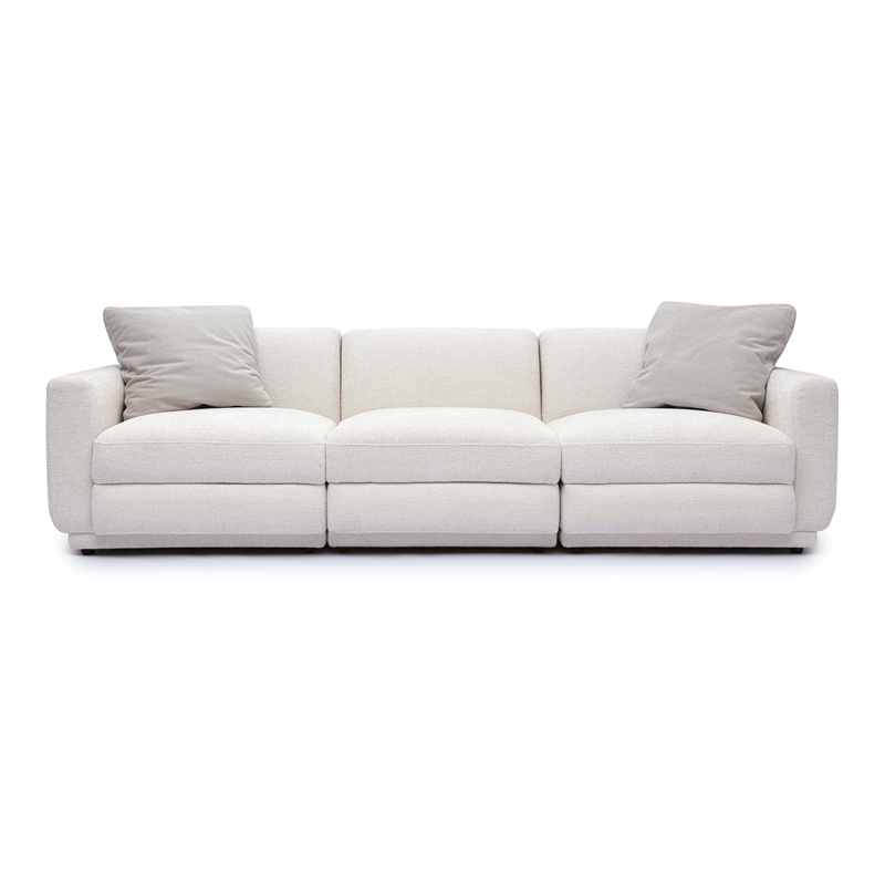 Pemberly Row Contemporary Accent Cream Chenille Modular Sofa