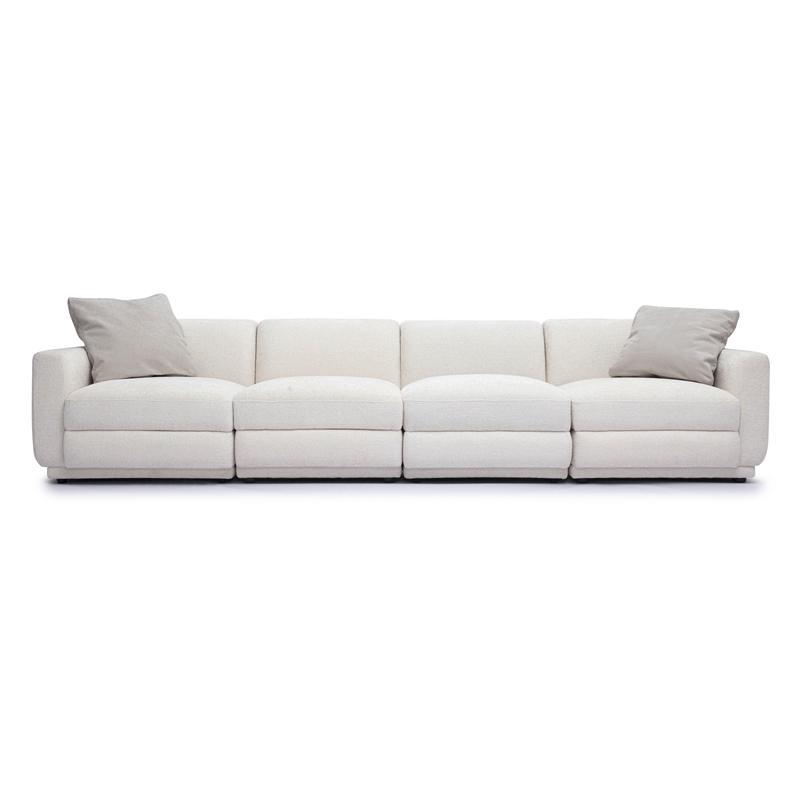 Pemberly Row Contemporary Accent Cream Chenille Modular Long Sofa