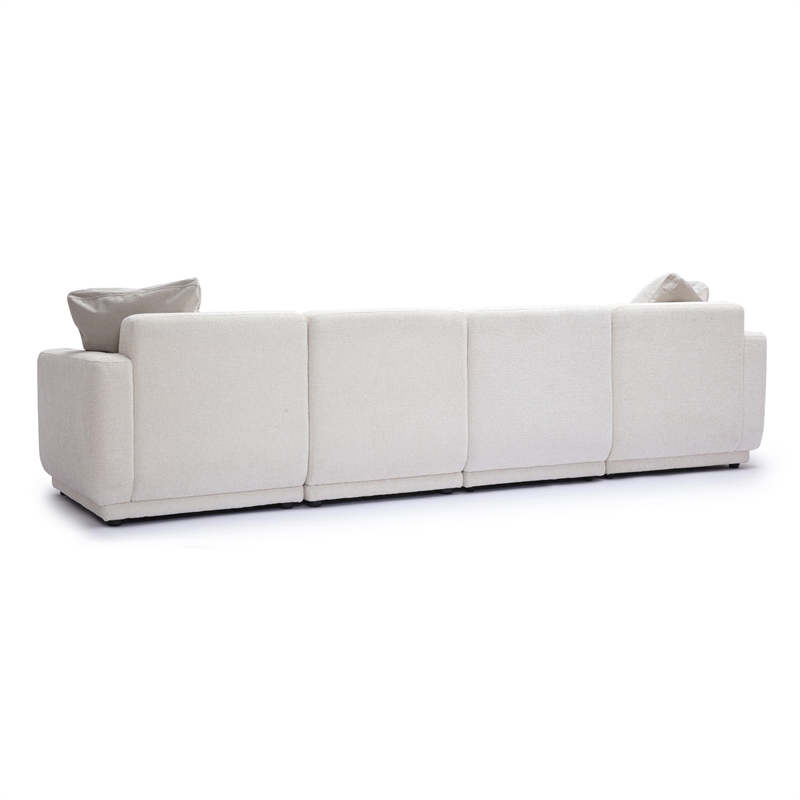 Pemberly Row Contemporary Accent Cream Chenille Modular Long Sofa