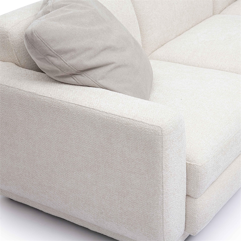 Pemberly Row Contemporary Accent Cream Chenille Modular Long Sofa