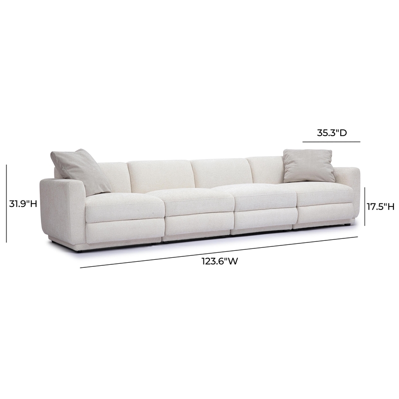 Pemberly Row Contemporary Accent Cream Chenille Modular Long Sofa