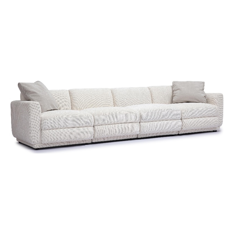 Pemberly Row Contemporary Accent Cream Chenille Modular Long Sofa