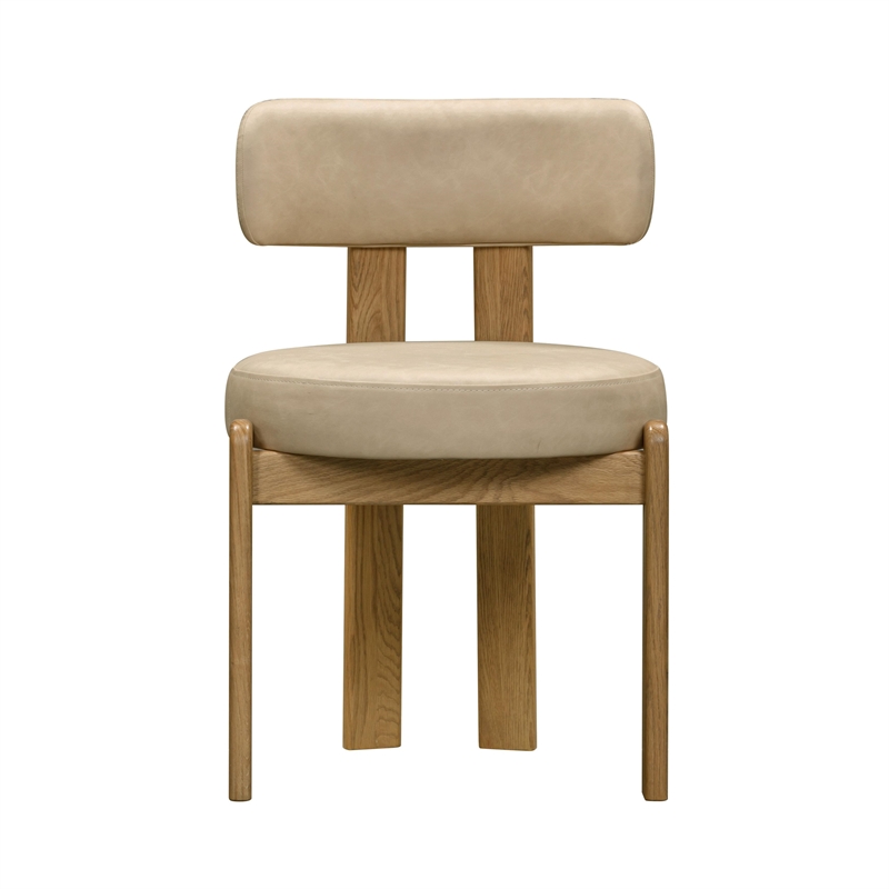 Pemberly Row Contemporary Accent Cream Vegan Leather Dining Chair