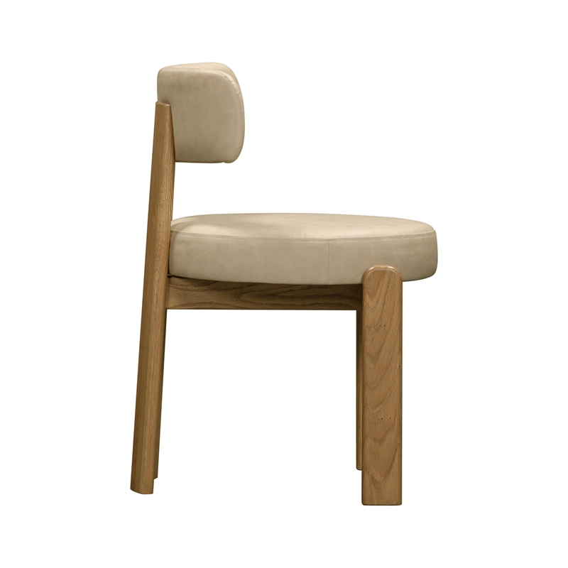 Pemberly Row Contemporary Accent Cream Vegan Leather Dining Chair