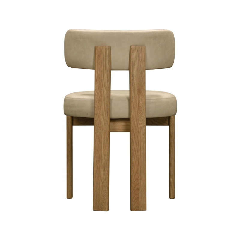 Pemberly Row Contemporary Accent Cream Vegan Leather Dining Chair