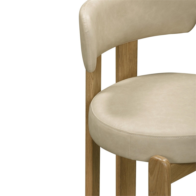 Pemberly Row Contemporary Accent Cream Vegan Leather Dining Chair