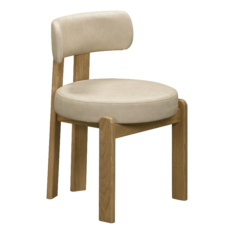 Pemberly Row Contemporary Accent Cream Vegan Leather Dining Chair