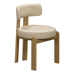 Pemberly Row Contemporary Accent Cream Vegan Leather Dining Chair