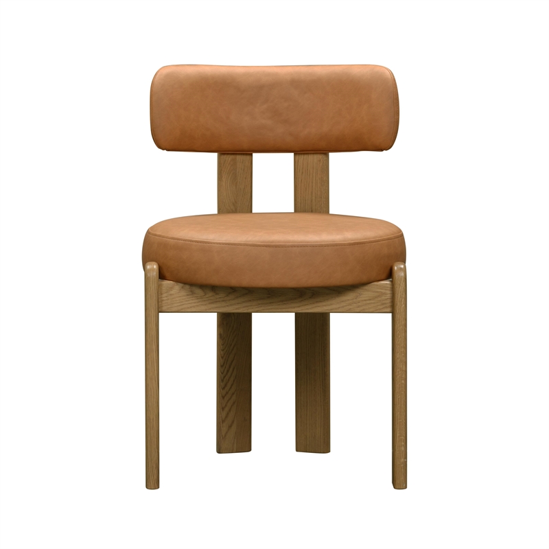 Pemberly Row Contemporary Saddle Brown Vegan Leather Dining Chair