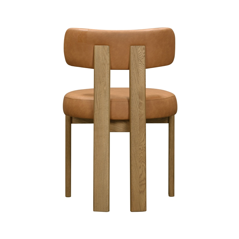 Pemberly Row Contemporary Saddle Brown Vegan Leather Dining Chair