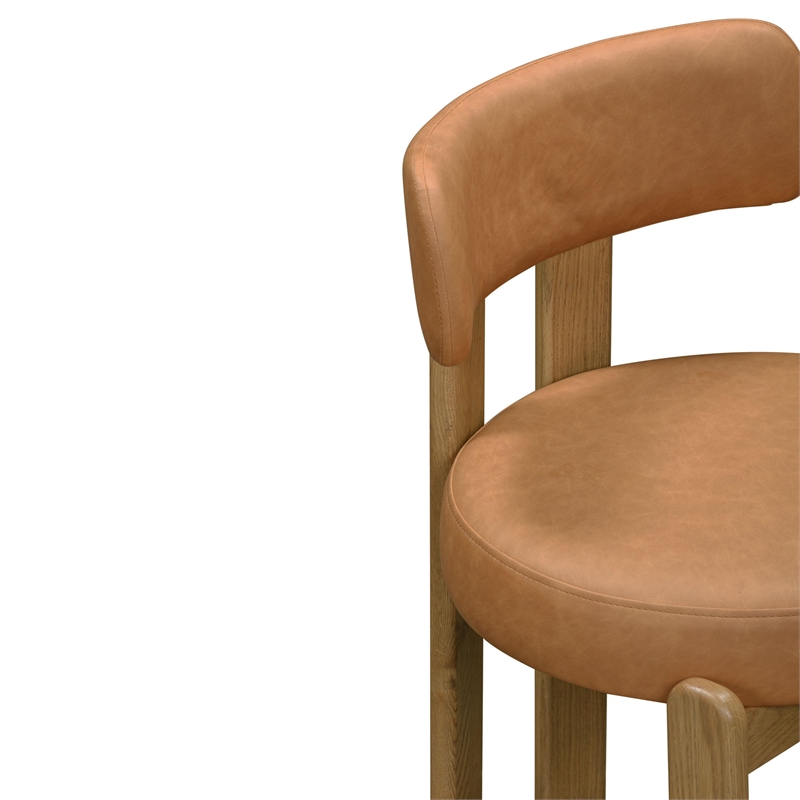 Pemberly Row Contemporary Saddle Brown Vegan Leather Dining Chair