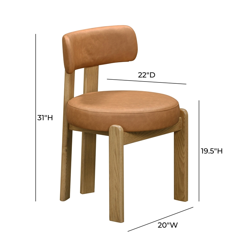 Pemberly Row Contemporary Saddle Brown Vegan Leather Dining Chair