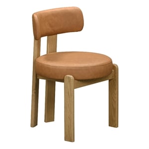 Pemberly Row Contemporary Saddle Brown Vegan Leather Dining Chair