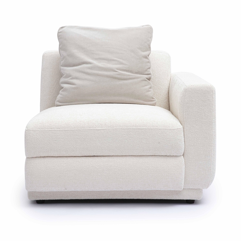 Pemberly Row Contemporary Cream Chenille Modular RAF Corner Chair