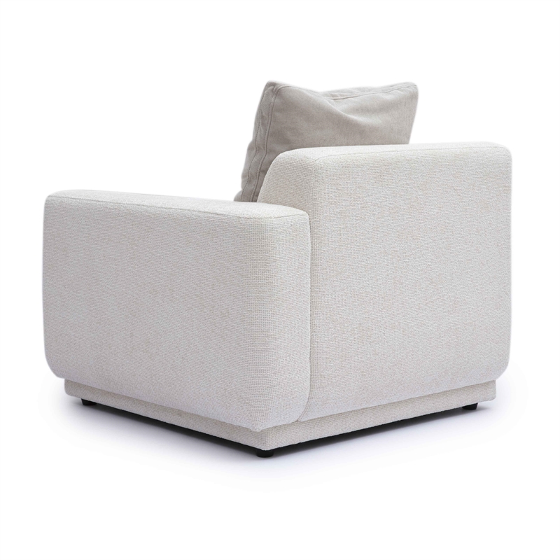 Pemberly Row Contemporary Cream Chenille Modular RAF Corner Chair