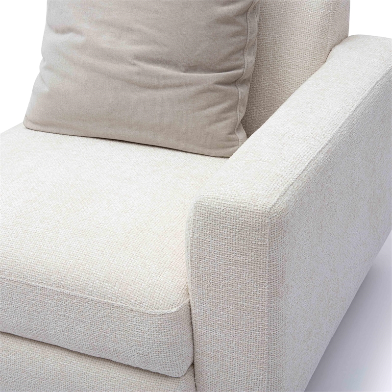 Pemberly Row Contemporary Cream Chenille Modular RAF Corner Chair