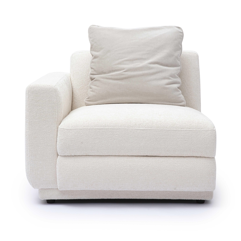 Pemberly Row Contemporary Cream Chenille Modular LAF Corner Chair