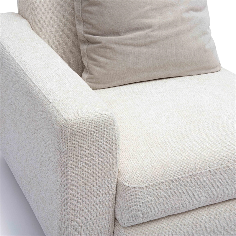 Pemberly Row Contemporary Cream Chenille Modular LAF Corner Chair