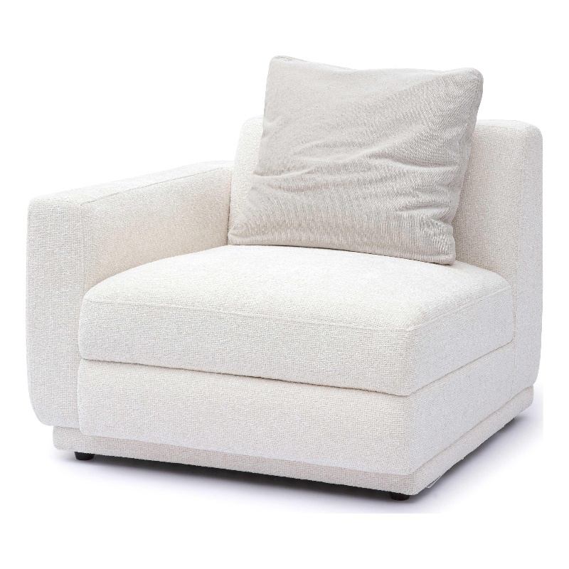 Pemberly Row Contemporary Cream Chenille Modular LAF Corner Chair
