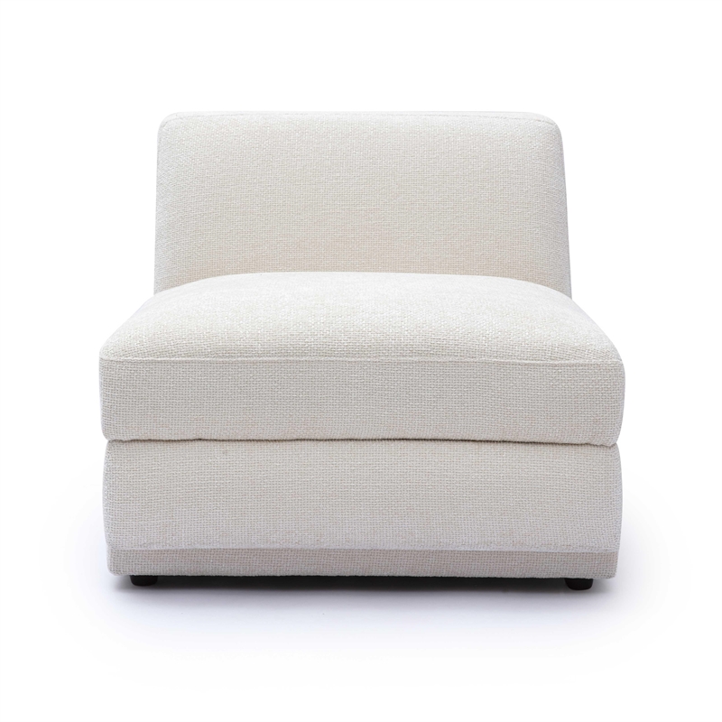 Pemberly Row Contemporary Cream Chenille Modular Armless Chair