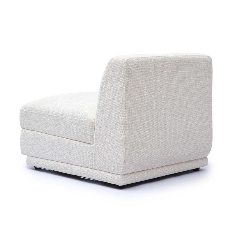 Pemberly Row Contemporary Cream Chenille Modular Armless Chair