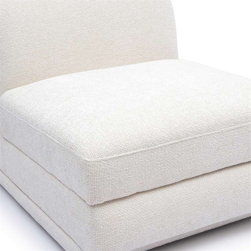 Pemberly Row Contemporary Cream Chenille Modular Armless Chair