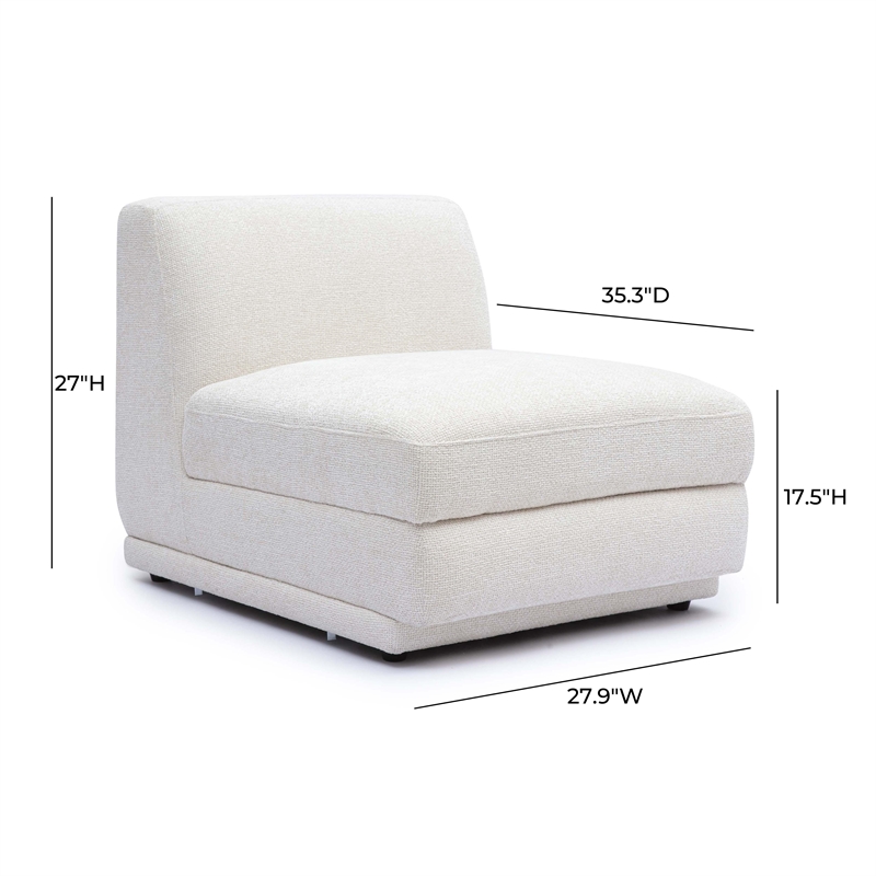 Pemberly Row Contemporary Cream Chenille Modular Armless Chair
