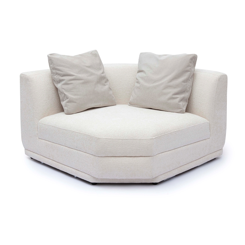 Pemberly Row Transitional Cream Chenille Modular Wedge Corner Chair