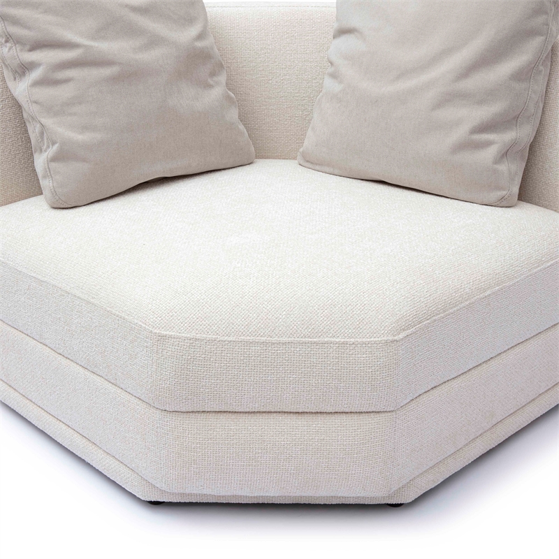 Pemberly Row Transitional Cream Chenille Modular Wedge Corner Chair