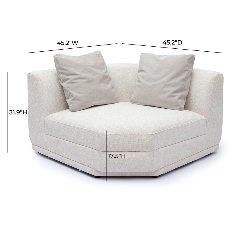 Pemberly Row Transitional Cream Chenille Modular Wedge Corner Chair