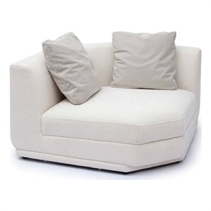 Pemberly Row Transitional Cream Chenille Modular Wedge Corner Chair