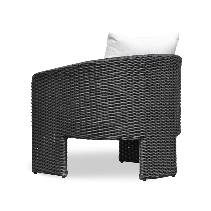 Pemberly Row Black Rattan Performance Fabric Outdoor Armchair