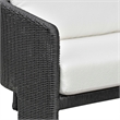 Pemberly Row Contemporary Black Rattan Performance Fabric Outdoor Sofa