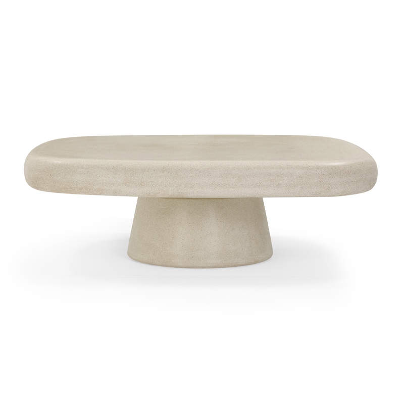 Pemberly Row Contemporary Sandstone Indoor/Outdoor Coffee Table