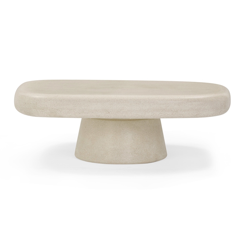 Pemberly Row Contemporary Sandstone Indoor/Outdoor Coffee Table