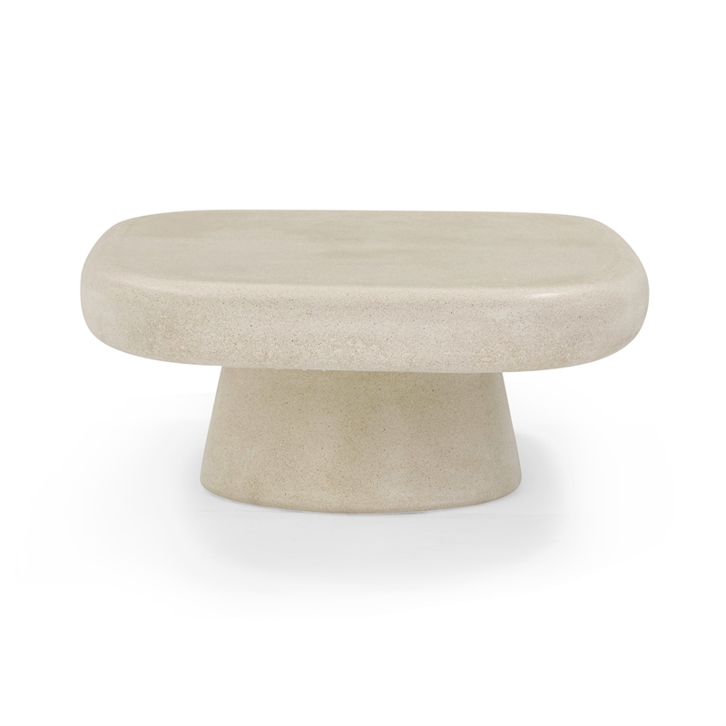 Pemberly Row Contemporary Sandstone Indoor/Outdoor Coffee Table
