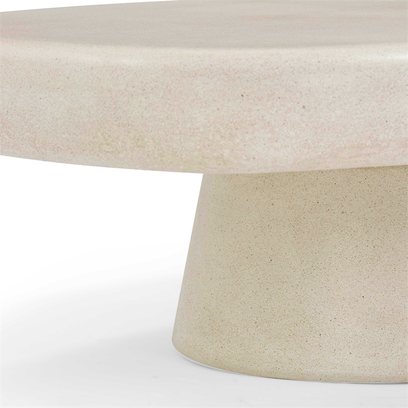Pemberly Row Contemporary Sandstone Indoor/Outdoor Coffee Table