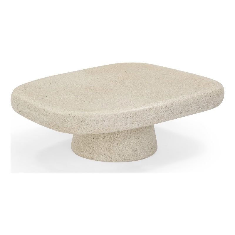 Pemberly Row Contemporary Sandstone Indoor/Outdoor Coffee Table