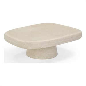Pemberly Row Contemporary Sandstone Indoor/Outdoor Coffee Table