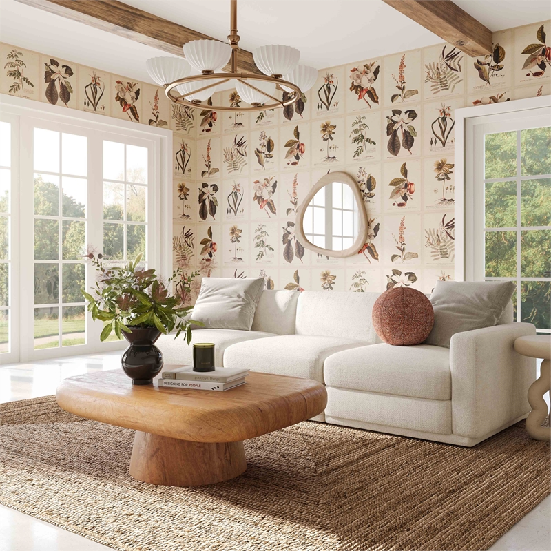 Pemberly Row Contemporary Wood Grain Pattern Indoor/Outdoor Coffee Table