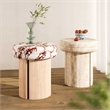Pemberly Row Contemporary Travertine Textured Concrete Side Table
