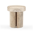 Pemberly Row Contemporary Travertine Textured Concrete Side Table