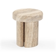 Pemberly Row Contemporary Travertine Textured Concrete Side Table