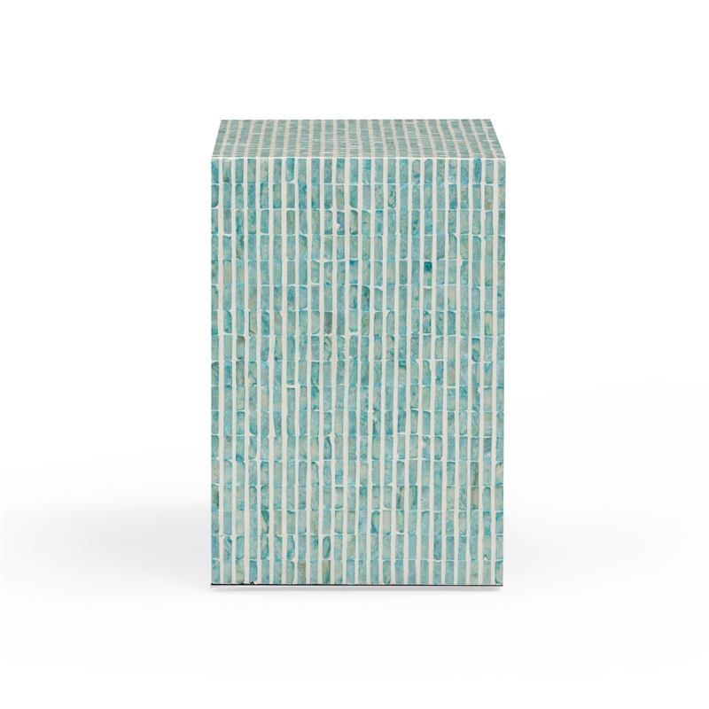 Pemberly Row Contemporary Accent Blue Capiz Shell Nightstand