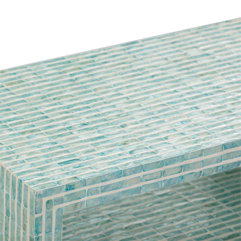 Pemberly Row Contemporary Accent Blue Capiz Shell Nightstand