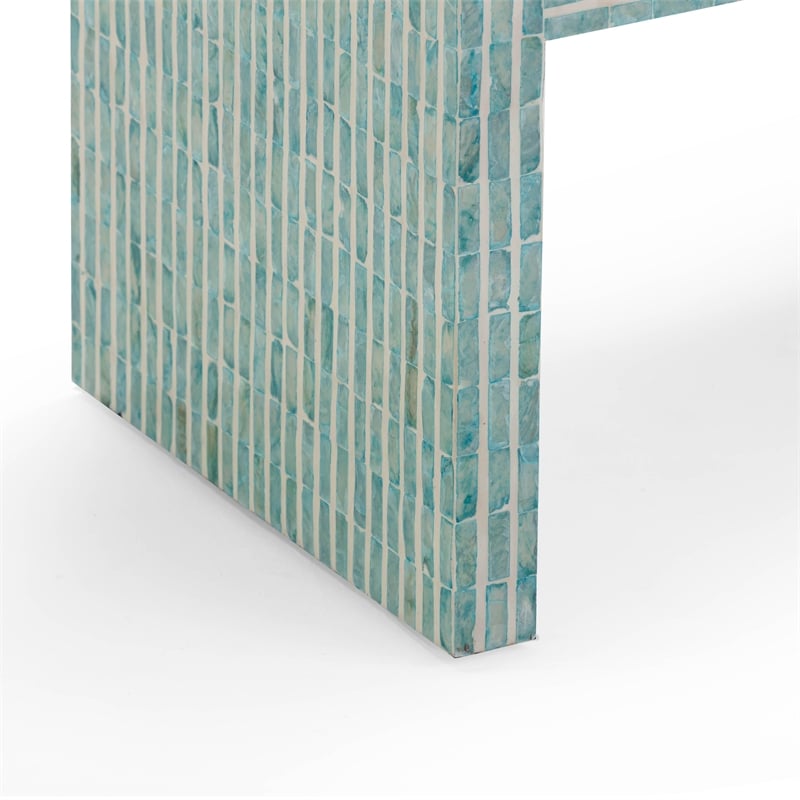 Pemberly Row Contemporary Accent Blue Capiz Shell Nightstand