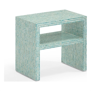 Pemberly Row Contemporary Accent Blue Capiz Shell Nightstand