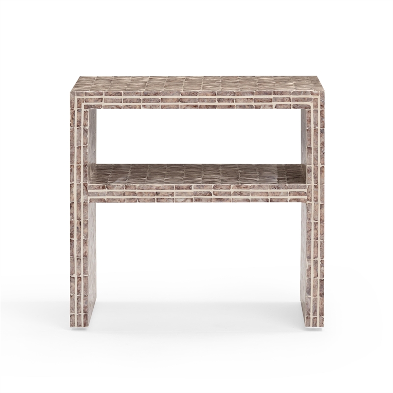 Pemberly Row Contemporary Accent Lavender Capiz Shell Nightstand