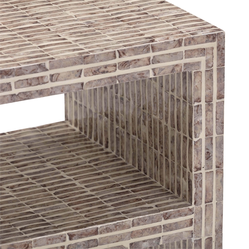 Pemberly Row Contemporary Accent Lavender Capiz Shell Nightstand