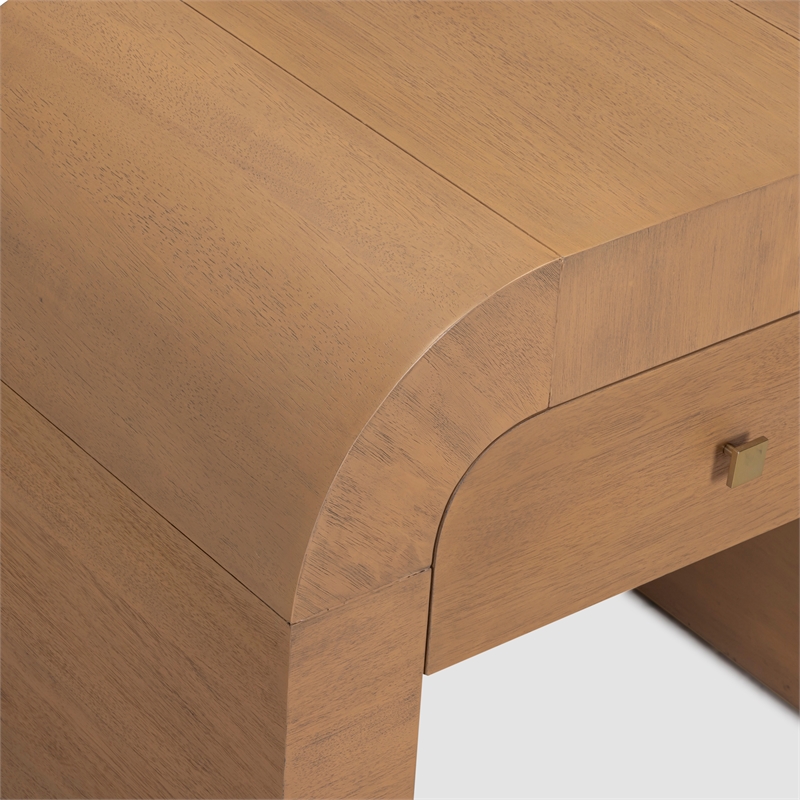 Pemberly Row Contemporary Accent Hump Natural Finish Nightstand